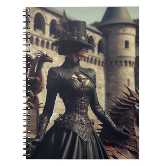 Carnet Steampunk Victorian Industrial Lady Dragon Rider (Devant)