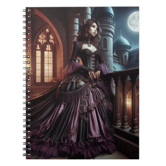 Carnet Steampunk Vintage Victorian Purple Lady (Devant)
