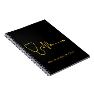 Carnet Stéthoscope à ondes ECG en or de luxe pour ligne E