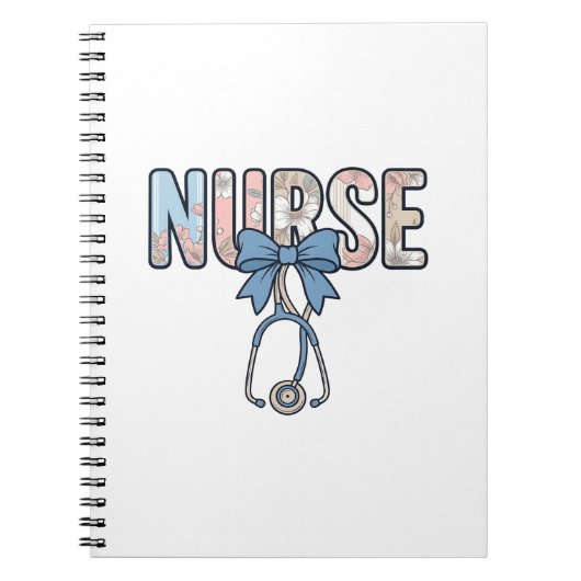 Carnet Stéthoscope Nurse Bow Floral Vintage (Devant)