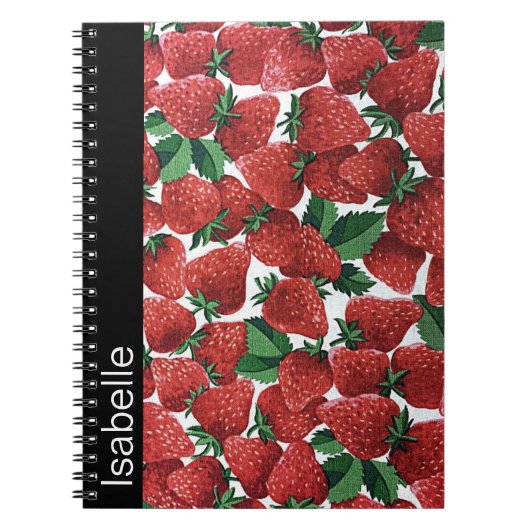 Carnet Strawberries and Cream Pattern Personalised (Devant)