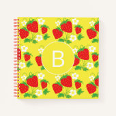 Carnet Strawberry and Flower Yellow Pattern Monogrammed (Devant)
