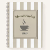 Carnet Striped Khaki & White "Ideas Brewing" (Devant)