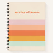 Carnet Stripes colorées personnalisées Retro Candy Pastel (Devant)