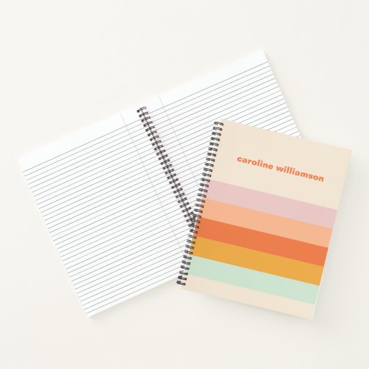 Carnet Stripes colorées personnalisées Retro Candy Pastel (Intérieur)