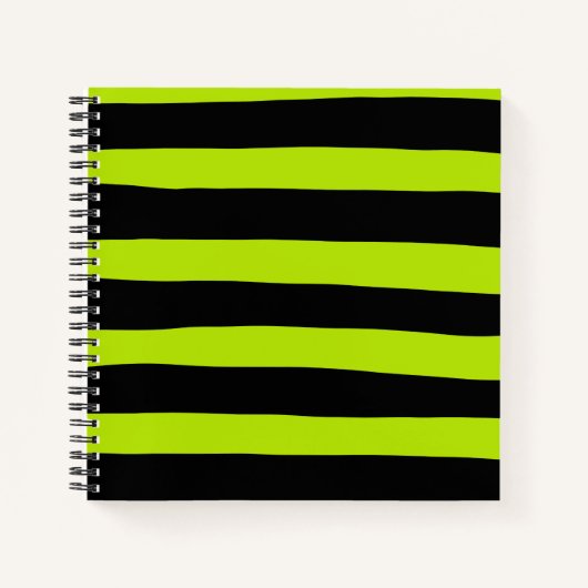 Carnet Stripes inégales - Lime vert et noir (Devant)
