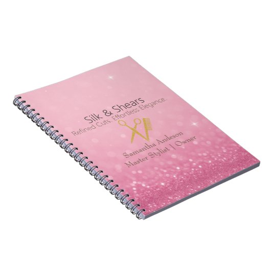 Carnet Studio de Coiffure Luxe | Logo Paillettes Roses et (Côté Droit)