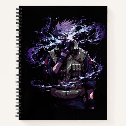 Carnet Style Anime Noir : Couverture spirale de Kakashi H (Devant)
