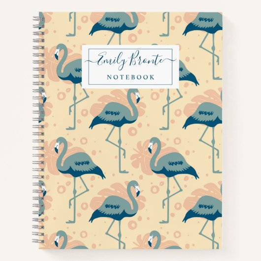 Carnet Style Art déco inspiré pêche motif flamingo (Devant)