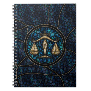 Carnet Style Art Zodiac Dot de Libra Gold Abalone