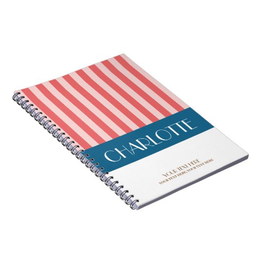 Carnet Stylé Bandes Colorées Monogramme Personnalisé (Côté Droit)