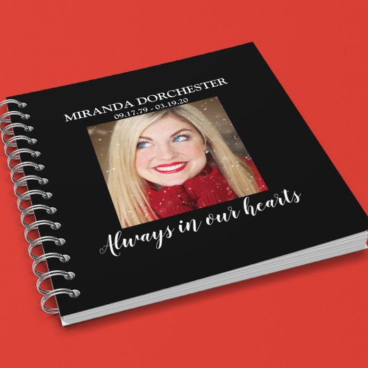 Carnet Stylé Black Photo Funeral Invité