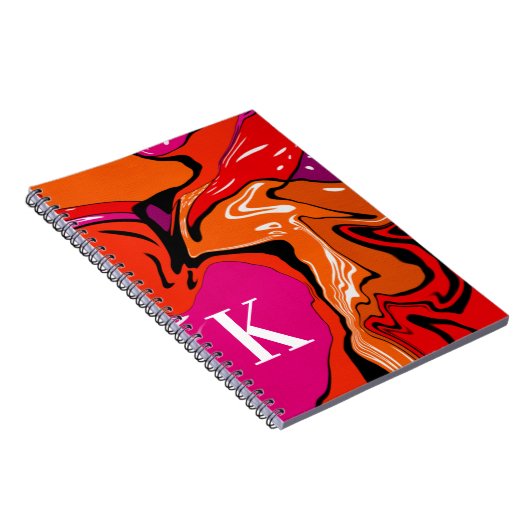 Carnet Style Boho mignon Orange Rose Swirl Personnalisé M (Côté Droit)