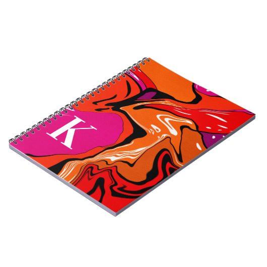 Carnet Style Boho mignon Orange Rose Swirl Personnalisé M (Côté gauche)