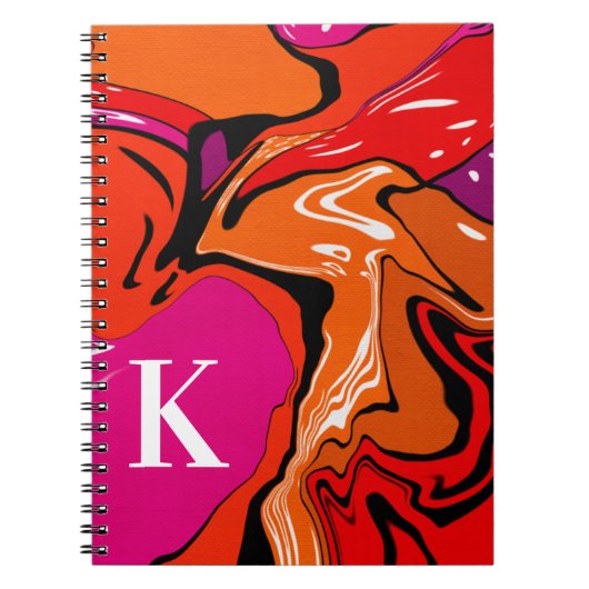 Carnet Style Boho mignon Orange Rose Swirl Personnalisé M (Devant)