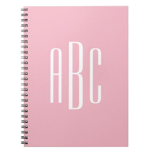 Carnet Style classique rose pâle 3 lettres Monogramme (Devant)