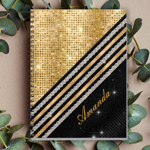 Carnet Style Crystal Gold et noir Personnalisé