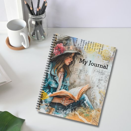 Carnet Style de collage de lecture de fille