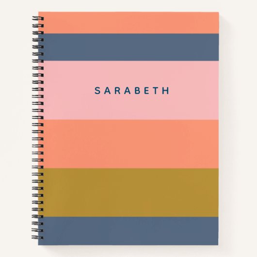 Carnet Stylé de rayures modernes dans de jolies tonalités (Devant)