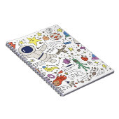Carnet Style Doodle, illustration du thème spatial. (Côté Droit)
