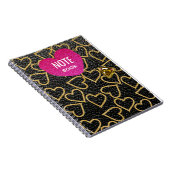 Carnet style en cuir noir faux avec coeur or, (Côté Droit)