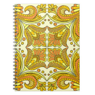 Carnet Style folklorique design floral en jaune