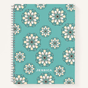 Carnet Style géométrique Turquoise Floral Mandala perso