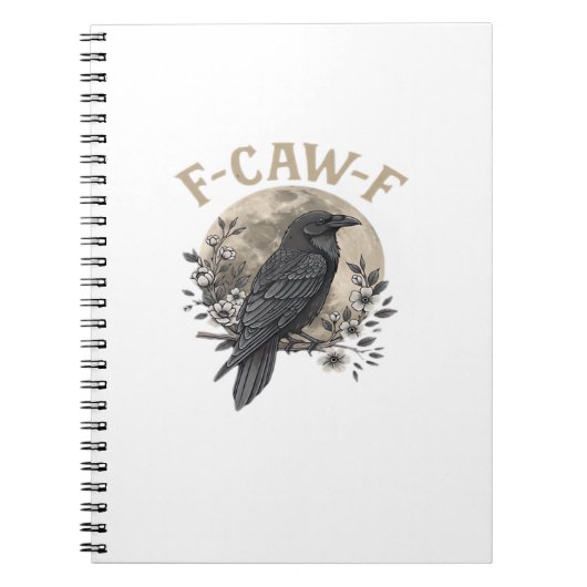 Carnet Style graphique drôle de corbeau disant F Caw F (Devant)