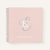 Carnet Style moderne de typographie Monogramme Blush rose (Devant)
