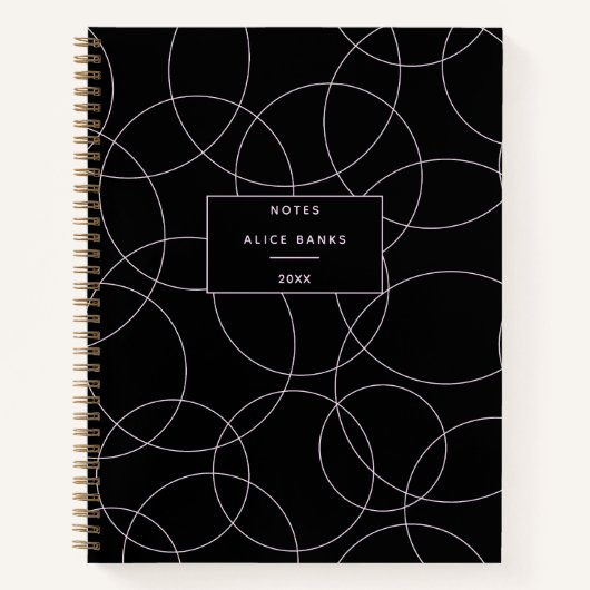 Carnet Style moderne noir et rose (Devant)
