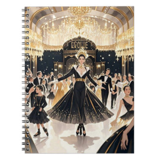 Carnet Style Moulin rouge, noir et or, Luxe riche