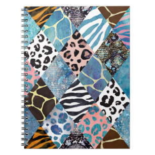Carnet Style Patchwork, motif de collage aquarelle.