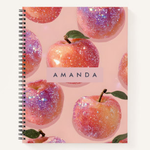 Carnet Style pêche pailleté pastel personnalisé