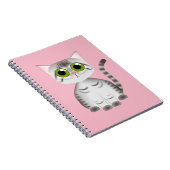 Carnet style rayé gris mignon de bande dessinée de chat (Côté Droit)