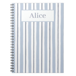 Carnet style rayures bleu clair pastel
