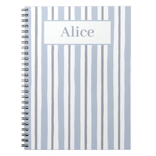 Carnet style rayures bleu clair pastel (Devant)