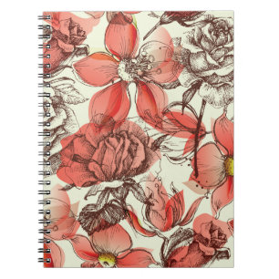 Carnet Style rétro Roses rouges Motif