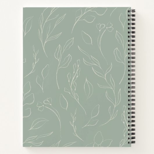 Carnet Style rustique Sage vert Botanique Nom floral  (Dos)