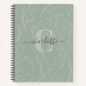 Carnet Style rustique Sage vert Botanique Nom floral  (Devant)