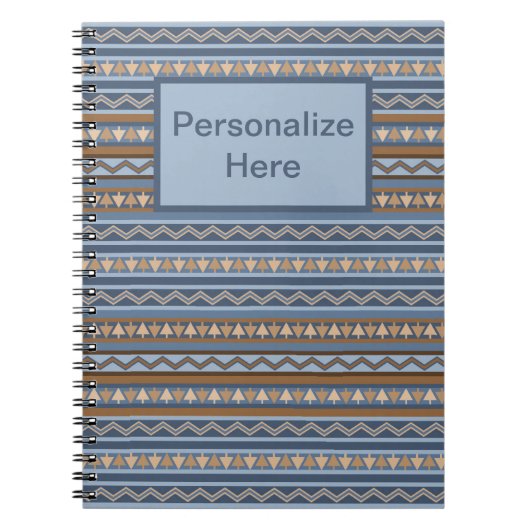 Carnet Style Sud-Ouest bleu Brown géométrique Personnalis (Devant)