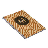 Carnet Stylé Tawny Brown Zebra Imprimer Monogramme et nom (Côté Droit)