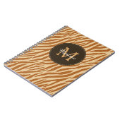 Carnet Stylé Tawny Brown Zebra Imprimer Monogramme et nom (Côté gauche)