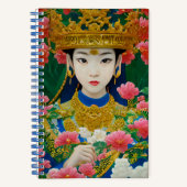 Carnet Style vintage Asiatique Abstraite fille avec fleur (Recto)