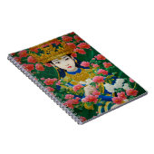 Carnet Style vintage Asiatique Abstraite fille avec fleur (Côté Droit)