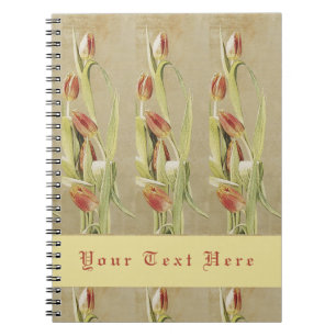 Carnet Style Vintage des Tulipes rouges Personnalisé