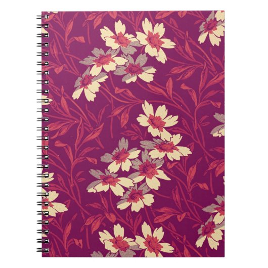 Carnet Style vintage Magenta rose florale spirale (Devant)