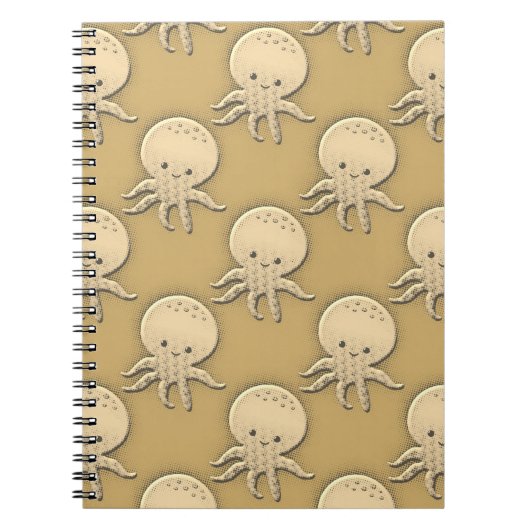 Carnet Style vintage Sepia Baby Octopus Motif (Devant)