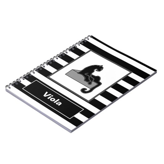 Carnet Stylish Black Panther Cat White (Côté gauche)