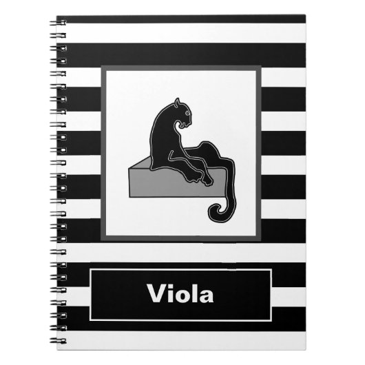 Carnet Stylish Black Panther Cat White (Devant)
