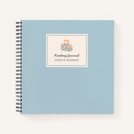 Carnet Stylish Blue Watercolor Bookstack Custom  (Devant)